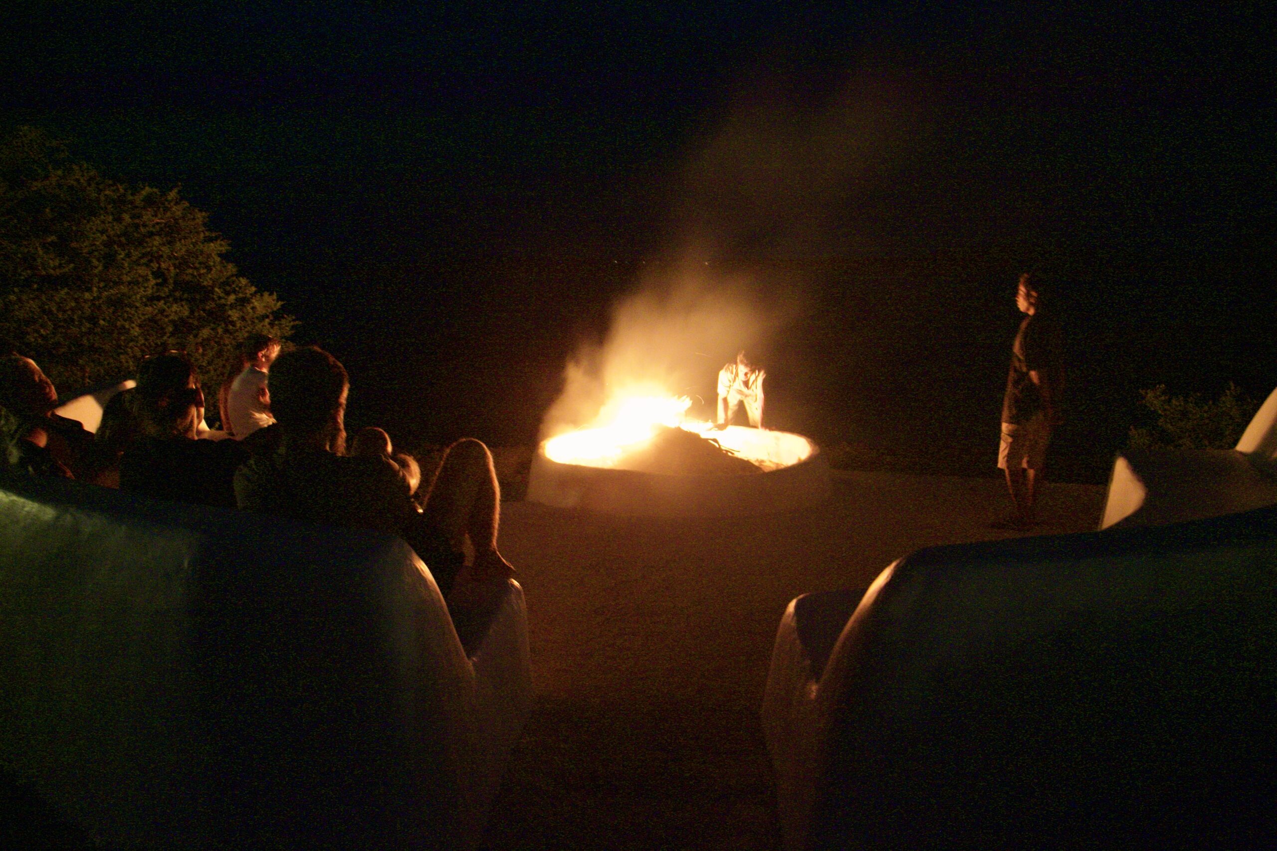 Fireside gathering as the light goes gold