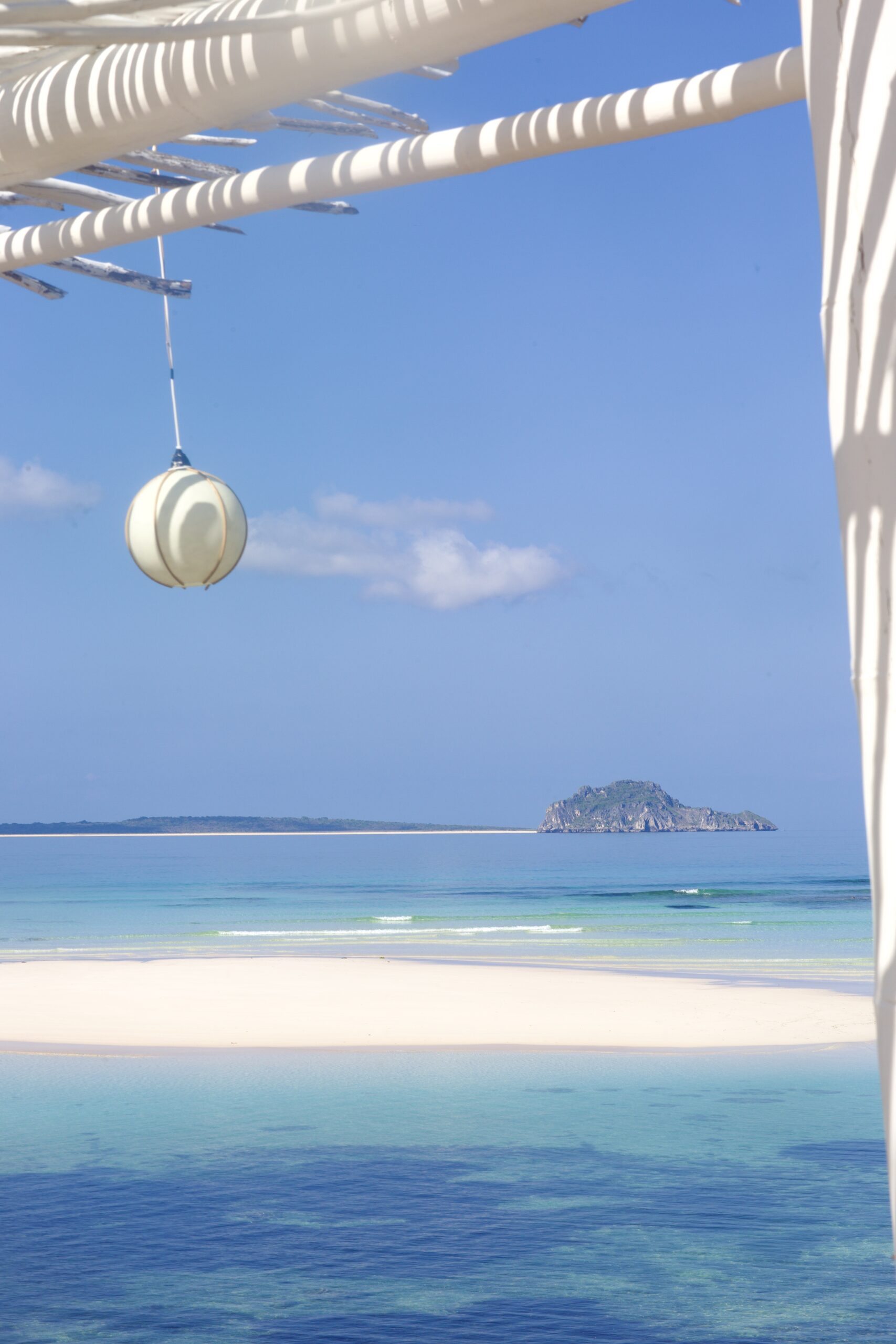 The sandbar and island seen through the house
